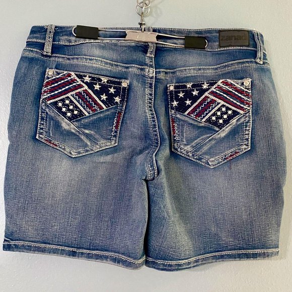 Vintage Patriotic Stars & Stripes Denim Shorts - Picture 1 of 6